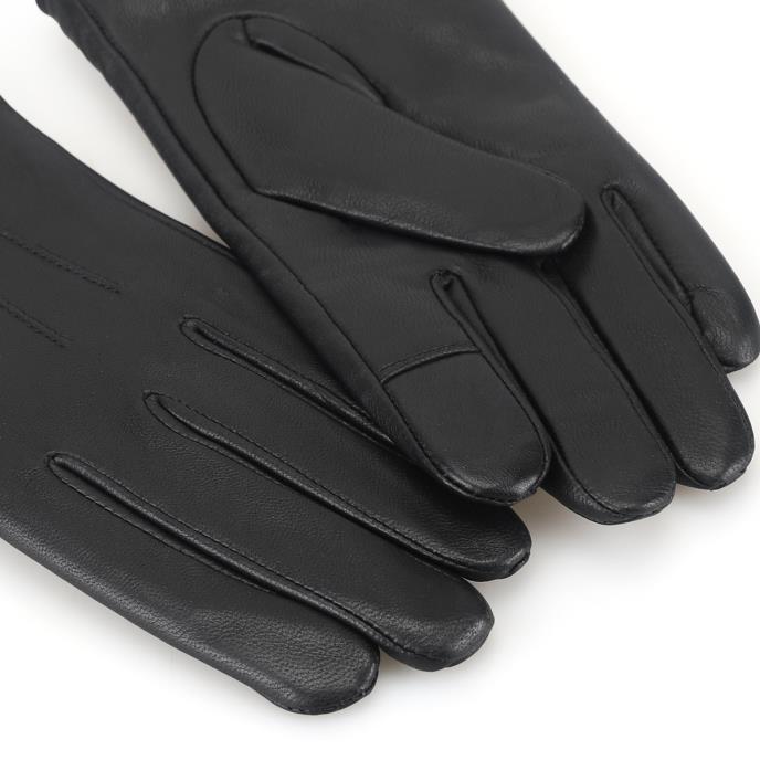 Isotoner® Ladies Leather Glove With Rib Knit Cuff Black Extra Image 3